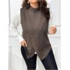 imageSOLY HUX Womens Plus Size Split Wrap Sweater Vest Mock Neck Sleeveless Pullover Tank TopsPlain Coffee Brown