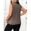imageSOLY HUX Womens Plus Size Split Wrap Sweater Vest Mock Neck Sleeveless Pullover Tank TopsPlain Coffee Brown