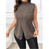imageSOLY HUX Womens Plus Size Split Wrap Sweater Vest Mock Neck Sleeveless Pullover Tank TopsPlain Coffee Brown