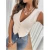 imageSOLY HUX Womens Sleeveless Textured Vest Top Summer Button Down V Neck Tank Top WaistcoatSolid Apricot