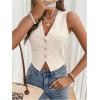 imageSOLY HUX Womens Sleeveless Textured Vest Top Summer Button Down V Neck Tank Top WaistcoatSolid Apricot