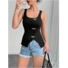 imageSOLY HUX Womens Square Neck Sparkly Bow Tank Top Side Slit Sleeveless Fitted Vest Going Out ShirtsBlack Bows