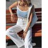 imageSOLY HUX Womens Striped Camisole Rib Knit Crop Cami Top Tight Fitted Vest Going Out Vacation OutfitsBlue and White