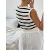 imageSOLY HUX Womens Striped Print Button Down Sweater Vest V Neck Sleeveless Knitted Tank TopsBlack and White