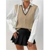 imageSOLY HUX Womens Striped V Neck Sleeveless Sweater Vest Casual Knit Tank TopsKhaki Striped