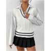 imageSOLY HUX Womens Striped V Neck Sleeveless Sweater Vest Casual Knit Tank TopsWhite Striped