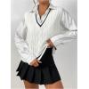 imageSOLY HUX Womens Striped V Neck Sleeveless Sweater Vest Casual Knit Tank TopsWhite Striped