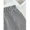 imageSOLY HUX Womens Summer 2 Piece Outfits Plaid Print Sleeveless Tie Front Tank Top Vest Shorts Beach Vacation SetBlack and White