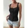 imageSOLY HUX Womens Y2k Vest Tops for Women Square Neck Sleeveless Lace Tank Top Summer Trendy StreetwearSolid Grey
