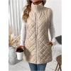imageSOLY HUX Womens Zip Up Quilted Vest Jacket Mock Neck Sleeveless Pocket Warm Outerwear Padded CoatPlain Apricot
