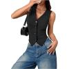 imageSOLY HUX Womens Blazer Vest Button Front V Neck Sleeveless Asymmetrical Hem Tank TopsSolid Black