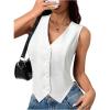 imageSOLY HUX Womens Blazer Vest Button Front V Neck Sleeveless Asymmetrical Hem Tank TopsSolid White