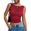 imageSOLY HUX Womens Bow Tank Top Sleeveless Crew Neck Y2k Going Out Vest Fitted Crop ShirtsRed Bows