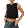 imageSOLY HUX Womens Button Down Suit Vest Top Casual Sleeveless Button Down Blazer Tank Tops Crop WaistcoatSolid Black