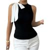 imageSOLY HUX Womens Elegant Tank Tops Bow Sleeveless Crew Neck Slim Fitted Going Out Vest ShirtsBlack Bow