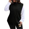 imageSOLY HUX Womens Plus Size Mock Turtleneck Sweater Vest Sleeveless Wrap Split Knitted Pullover Tank TopsPure Black