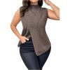 imageSOLY HUX Womens Plus Size Split Wrap Sweater Vest Mock Neck Sleeveless Pullover Tank TopsPlain Coffee Brown