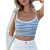 imageSOLY HUX Womens Striped Camisole Rib Knit Crop Cami Top Tight Fitted Vest Going Out Vacation OutfitsBlue and White