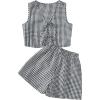 imageSOLY HUX Womens Summer 2 Piece Outfits Plaid Print Sleeveless Tie Front Tank Top Vest Shorts Beach Vacation SetBlack and White