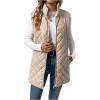 imageSOLY HUX Womens Zip Up Quilted Vest Jacket Mock Neck Sleeveless Pocket Warm Outerwear Padded CoatPlain Apricot
