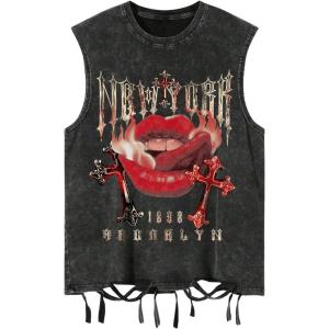 imageSOLY HUX Mens Summer Gothic Tank Top Graphic Print Distressed Sleeveless Shirts Vintage Hiphop VestBlack Graphic