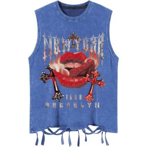 imageSOLY HUX Mens Summer Gothic Tank Top Graphic Print Distressed Sleeveless Shirts Vintage Hiphop VestBlue Graphic