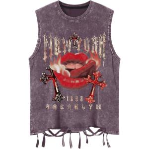 imageSOLY HUX Mens Summer Gothic Tank Top Graphic Print Distressed Sleeveless Shirts Vintage Hiphop VestPurple Graphic