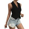imageSOLY HUX Womens Button V Neck Suit Vest Casual Sleeveless Regular Fitted Lapel Waistcoat VestBlack Plain