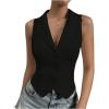 imageSOLY HUX Womens Button V Neck Suit Vest Casual Sleeveless Regular Fitted Lapel Waistcoat VestBlack Plain