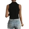 imageSOLY HUX Womens Button V Neck Suit Vest Casual Sleeveless Regular Fitted Lapel Waistcoat VestBlack Plain