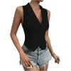 imageSOLY HUX Womens Button V Neck Suit Vest Casual Sleeveless Regular Fitted Lapel Waistcoat VestBlack Plain