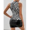 imageSOLY HUX Womens Elegant Tank Tops Summer Printed Mock Neck Sleeveless Shirts Slim Fitted Vest TopBlack and White