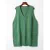 imageSOLY HUX Womens Plus Size Sweater Vest V Neck Sleeveless Loose Fit Knit Pullover Tank Tops with PocketsPlain Green