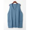 imageSOLY HUX Womens Plus Size Sweater Vest V Neck Sleeveless Loose Fit Knit Pullover Tank Tops with PocketsPure Blue