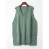 imageSOLY HUX Womens Plus Size Sweater Vest V Neck Sleeveless Loose Fit Knit Pullover Tank Tops with PocketsPure Dark Green