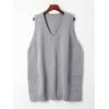 imageSOLY HUX Womens Plus Size Sweater Vest V Neck Sleeveless Loose Fit Knit Pullover Tank Tops with PocketsPure Grey