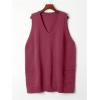 imageSOLY HUX Womens Plus Size Sweater Vest V Neck Sleeveless Loose Fit Knit Pullover Tank Tops with PocketsPure Hotpink