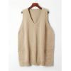 imageSOLY HUX Womens Plus Size Sweater Vest V Neck Sleeveless Loose Fit Knit Pullover Tank Tops with PocketsPure Khaki