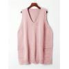 imageSOLY HUX Womens Plus Size Sweater Vest V Neck Sleeveless Loose Fit Knit Pullover Tank Tops with PocketsPure Light Pink