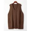 imageSOLY HUX Womens Plus Size Sweater Vest V Neck Sleeveless Loose Fit Knit Pullover Tank Tops with PocketsSolid Brown