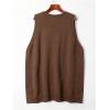 imageSOLY HUX Womens Plus Size Sweater Vest V Neck Sleeveless Loose Fit Knit Pullover Tank Tops with PocketsSolid Brown