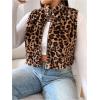 imageSOLY HUX Womens Plus Size Zip Up Fleece Outerwear Vest Leopard Sleeveless Sherpa Jacket TopsBrown Leopard