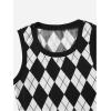 imageSOLY HUX Womens Sweater Vest Argyle Plaid Sleeveless Crew Neck Preppy Knitted Crop Tank TopBlack and White Argyle
