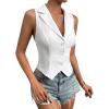 imageSOLY HUX Womens Button V Neck Suit Vest Casual Sleeveless Regular Fitted Lapel Waistcoat VestSolid White