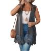 imageSOLY HUX Womens Plus Size Summer Tank Tops Lace Hollow Cardigan Vest Sleeveless Flowy TopsPlain Grey