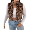 imageSOLY HUX Womens Plus Size Zip Up Fleece Outerwear Vest Leopard Sleeveless Sherpa Jacket TopsBrown Leopard