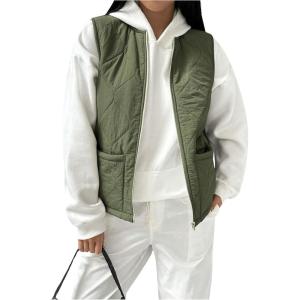 imageSOLY HUX Womens Zip Up Fleece Outerwear Vest Sleeveless Winter Coats with PocketArmy Green