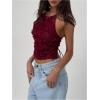 imageSOLY HUX Womens 3D Floral Backless Cami Top Y2k Vintage Vest Fairy Sleeveless Crop Camisole StreetwearSolid Burgundy