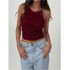 imageSOLY HUX Womens 3D Floral Backless Cami Top Y2k Vintage Vest Fairy Sleeveless Crop Camisole StreetwearSolid Burgundy