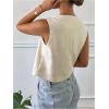 imageSOLY HUX Womens Button Down Crop Vest Waistcoat Vintage Sleeveless Crew Neck Jacket OuterwearPure Apricot